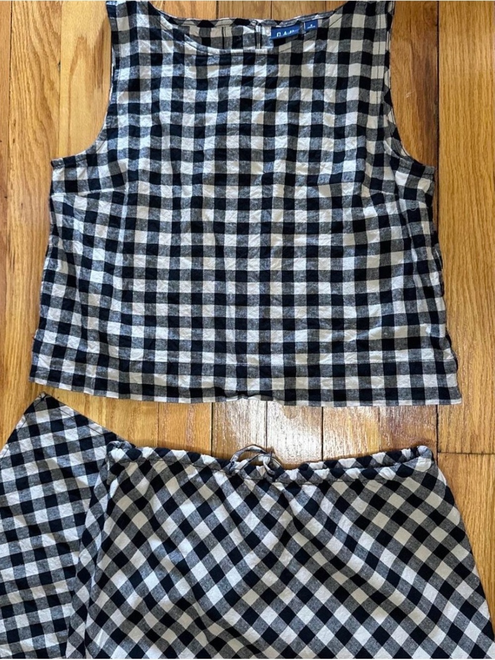 GAP Black & White Gingham tank and midi skirt set